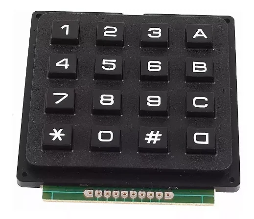 Teclado Padrão 4x4 Preto Botão Projetos Automação