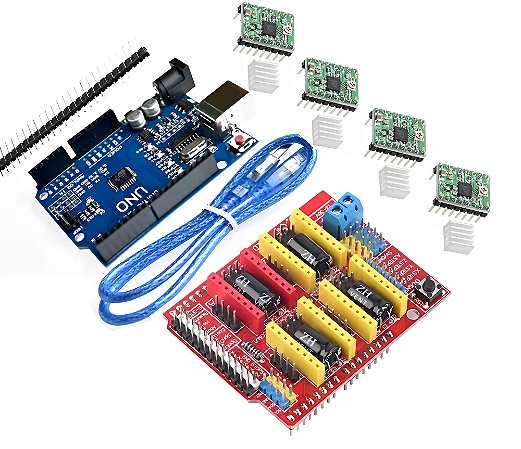 Kit Cnc Shield V3 + Placa Uno + Cabo Usb + 4 A4988