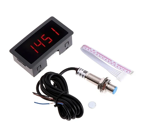 Tacômetro Digital Com Display Rpm Com Sensor Hall Indutivo