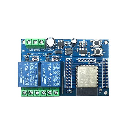 Placa Desenvolvimento Wifi IOT ESP32 2 Canais Relé 10A NFe