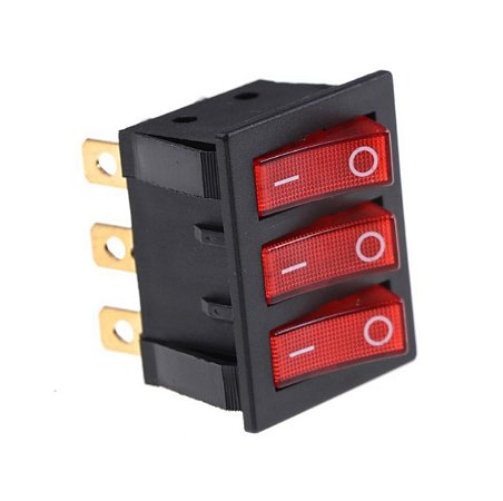 Botão Switch Liga Desliga Tripolar Triplo KCD9 Luminoso