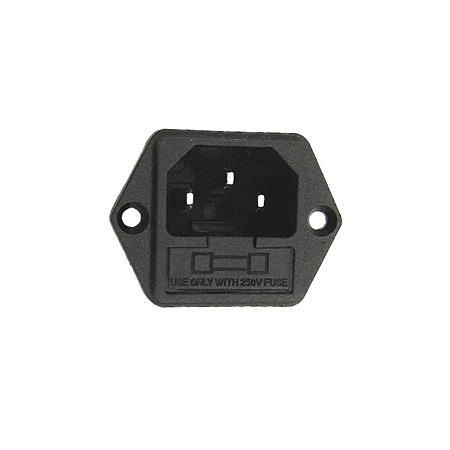 Tomada Ac-03 Painel Macho Tripolar Conector 3 Vias Fusível