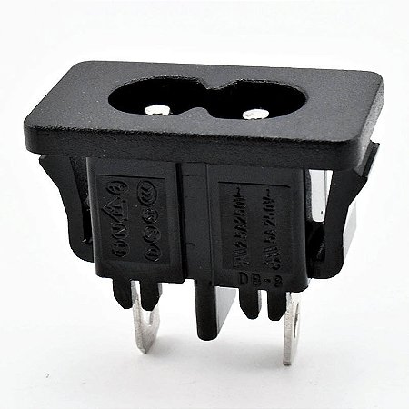 Tomada Ac-027 Painel Macho Bipolar Conector 2 Vias Tipo Oito