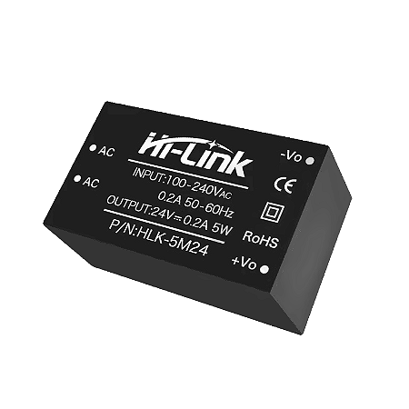 Mini Fonte Alimentação Tensão AC-DC 24V 5W Hi-Link HLK-5M24