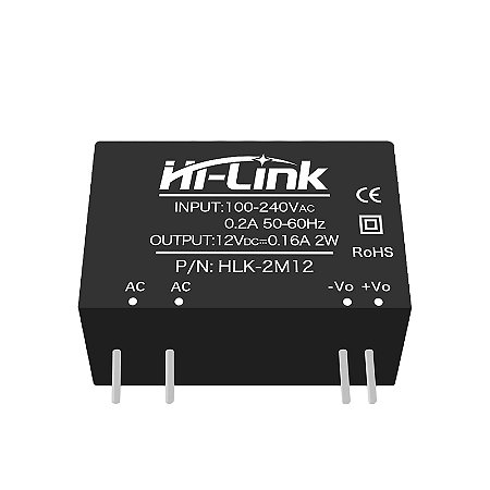 Mini Fonte Alimentação Tensão AC-DC 12V 2W Hi-Link HLK-2M12