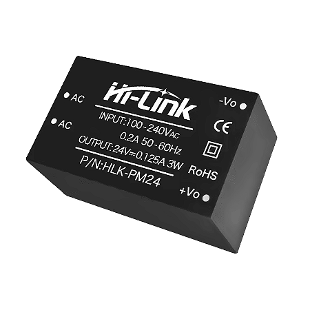 Mini Fonte Alimentação Tensão AC-DC 24V 3W Hi-Link HLK-PM24