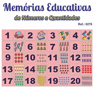 Jogo da Memória Números e Quantidades - 40 Peças em Madeira
