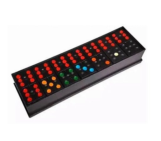 Dominó Simples -  Preto com pontos colorido - Jogo