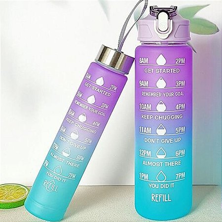 Kit Garrafa Colorida Motivacional Squeeze – 02 Peças/ envio.cor aleatório