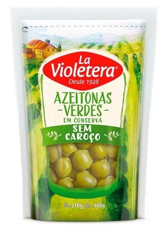 Azeitona Verde Sache La Violetera Sem Caroço - Embalagem 24X160 GR - Preço Unitário R$7