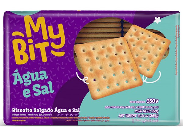 Biscoito My Bit Agua E Sal - Embalagem 20X350 GR - Preço Unitário R$4,27