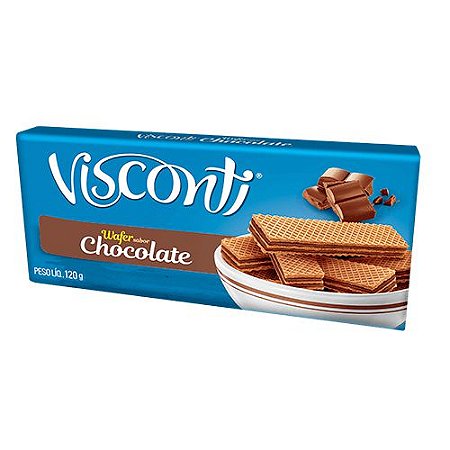 Biscoito Wafer Visconti Chocolate - Embalagem 48X120 GR - Preço Unitário R$2,56