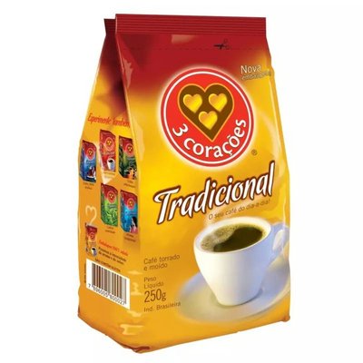 Cafe 3 Coracoes Tradicional - Embalagem 20X250 GR - Preço Unitário R$9,14