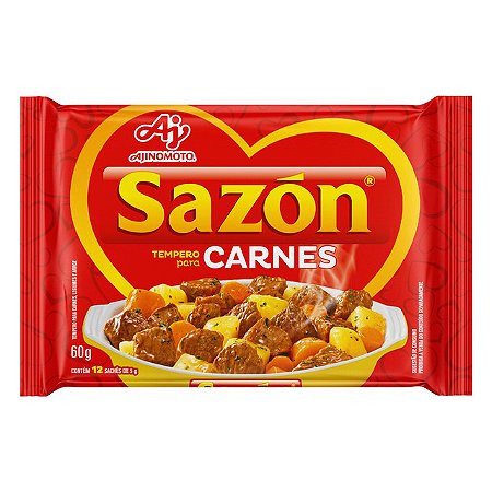Tempero Em Po Sazon Carnes / Legumes / Arroz - Vermelho - Embalagem 12X60 GR - Preço Unitário R$4,33