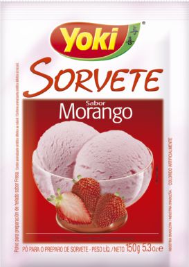 Po Sorvete Yoki Morango - Embalagem 12X150 GR - Preço Unitário R$7,44