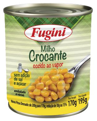Milho Verde Lata Fugini Ao Vapor - Embalagem 30X170 GR - Preço Unitário R$3,54
