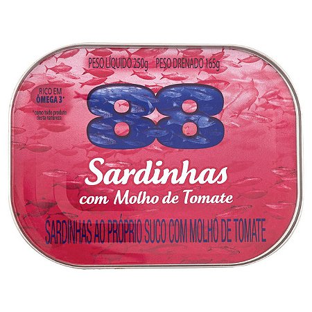 Sardinha 88 Molho De Tomate - Embalagem 1X250GR