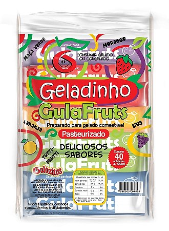 Geladinho Gula Fruts Sortido - Embalagem 40X55 ML - Preço Unitário R$0,28