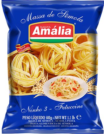 Macarrao Ninho Fettuccine Semola Santa Amalia N°3 - Embalagem 20X500 GR - Preço Unitário R$5,04