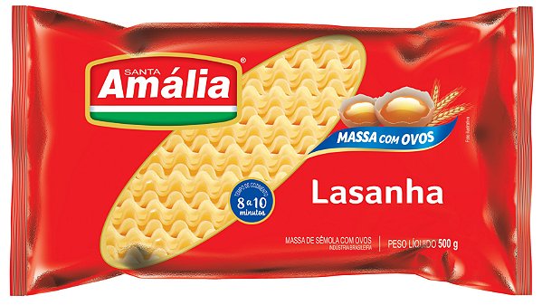 Macarrao Para Lasanha Santa Amalia Ovos - Embalagem 20X500 GR - Preço Unitário R$8,74