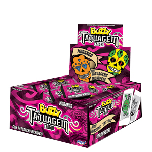 Chiclete Buzzy Tatuagem Tribal Morango - Embalagem 1X100 UN