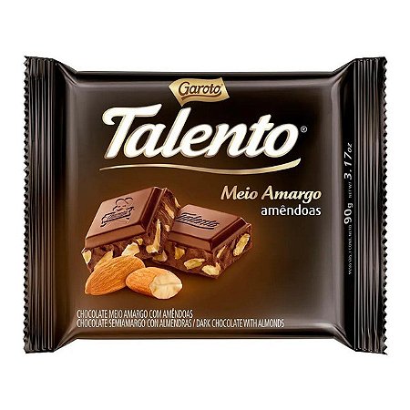 Chocolate Talento Meio Amargo Amendoas - Embalagem 12X85 GR - Preço Unitário R$6,54
