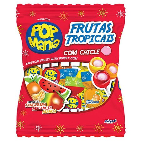 Pirulito Pop Mania Frutas Tropicais - Embalagem 1X50 UN