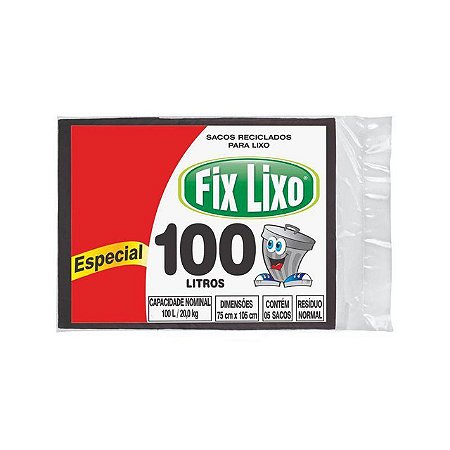 Saco De Lixo Fix Preto 100 Litros - Embalagem 24X5 UN - Preço Unitário R$2,95