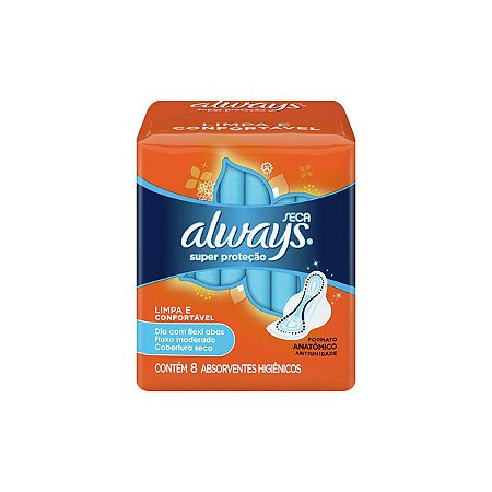 Absorvente Always Super Proteção Seca Com Abas - Embalagem 18X8 UN - Preço Unitário R$3,25