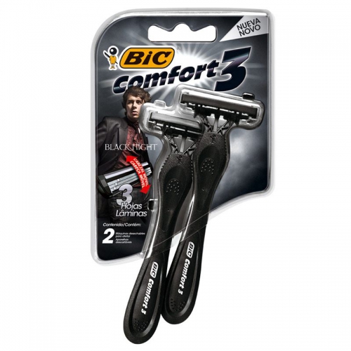 Aparelho De Barbear Bic Confort 3 Black Night - Embalagem 12X2 UN - Preço Unitário R$8,66