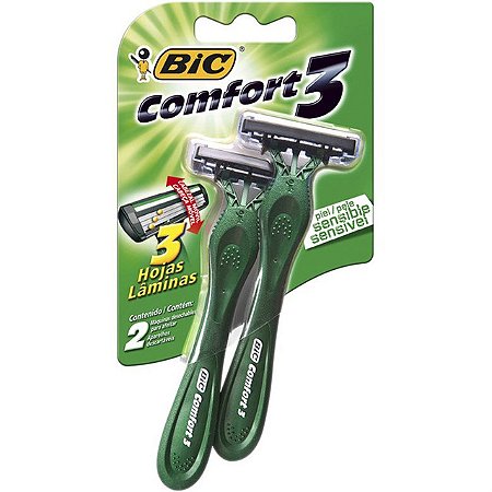 Aparelho De Barbear Bic Masculino Confort 3 Sm Sensitive Verde - Embalagem 12X2 UN - Preço Unitário R$9,25