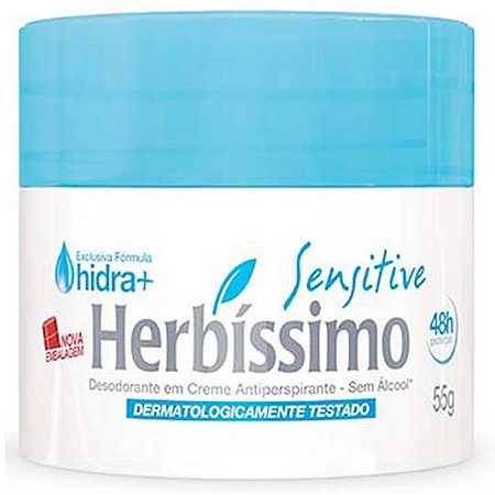 Desodorante Creme Herbissimo Hidra Sensitive - Embalagem 12X55 GR - Preço Unitário R$4,34