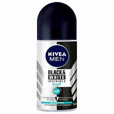 Desodorante Rollon Nivea Masculino Black White Invisible Fresh - Embalagem 1X50 ML