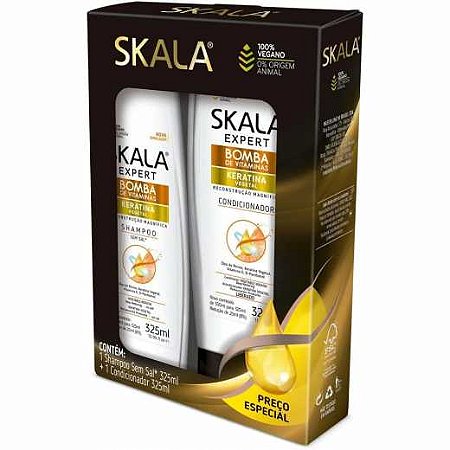 Kit Skala Shampoo 325Ml + Condicionador 325Ml Bomba De Queratina - Embalagem 1X2 UN