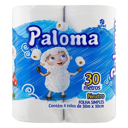 Papel Higienico Paloma Folha Simples 4X30M Neutro Branco - Embalagem 16X4X30 MTS - Preço Unitário R$3