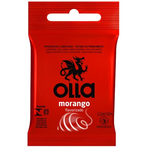 Preservativo Olla Sabor Morango - Embalagem 12X3 UN - Preço Unitário R$4,78