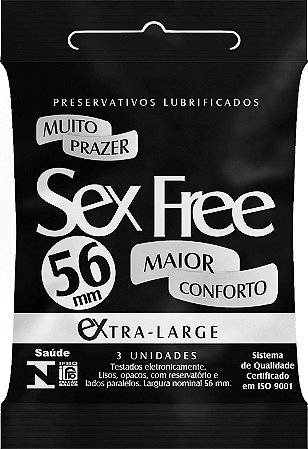 Preservativo Sex Free Extra Large - Embalagem 12X3 UN - Preço Unitário R$3,45