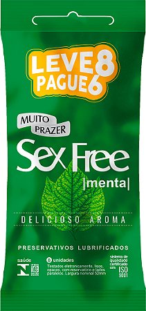 Preservativo Sex Free Menta Leve 8 Pague 6 - Embalagem 1X8 UN