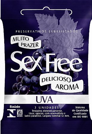 Preservativo Sex Free Uva - Embalagem 12X3 UN - Preço Unitário R$1,72