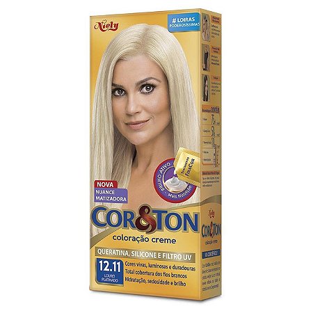 Tintura Para Cabelo Cor&Ton 12.11 Louro Platinado - Embalagem 1X135 GR