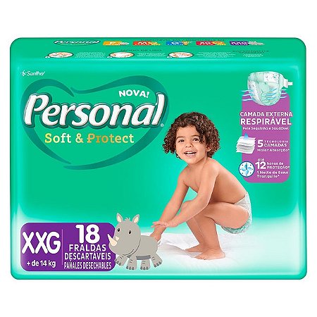 Fralda Descartavel Economica Personal Soft & Protect Xxg - Embalagem 1X18 UN