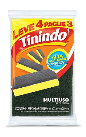 Esponja Tinindo Multi Uso 3M Leve 4 Pague 3 - Embalagem 1X4 UN