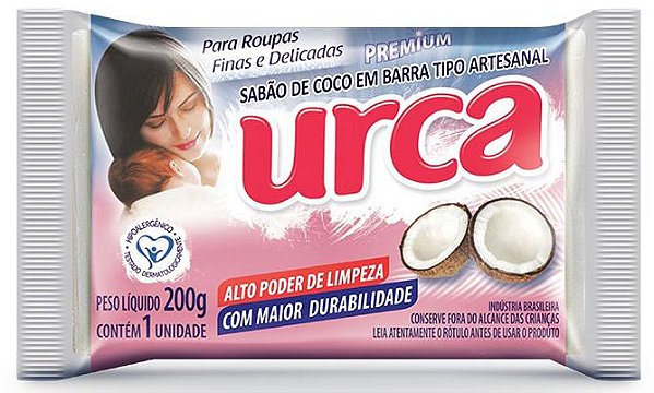 Sabao Em Barra Coco Urca Premium Unitario - Embalagem 50X200 GR - Preço Unitário R$2,32