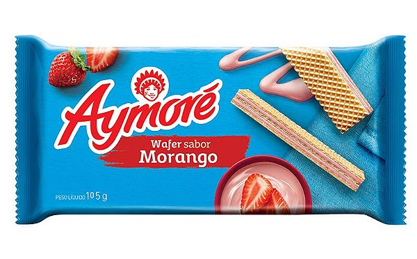 Biscoito Wafer Aymore Morango - Embalagem 48X105 GR - Preço Unitário R$3,02