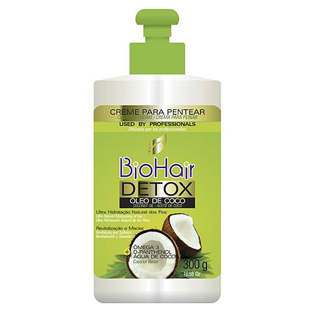 Creme De Cabelo Para Pentear Biohair Detox Coco - Embalagem 1X300 GR