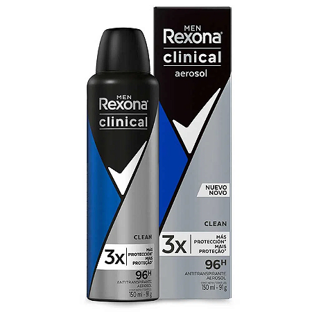 Desodorante Aerossol Rexona Clinical Masculini Men Clean - Embalagem 1X91 GR