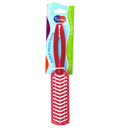 Escova De Cabelo Darma Flex Reta Glitter Vermelha - Embalagem 1X1 UN