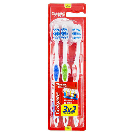 Escova Dental Colgate Classsica Clean Adulta Macia Leve 3 Pague 2 - Embalagem 1X3UN