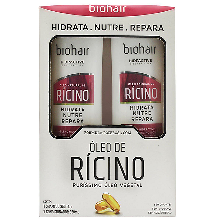 Kit Biohair Shampoo 350 + Condicionador 350 Oleo De Ricino - Embalagem 1X2 UN