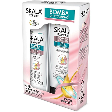 Kit Skala Shampoo 325ml + Condicionador 325ml Bomba Vitaminas - Embalagem 1X2 UN